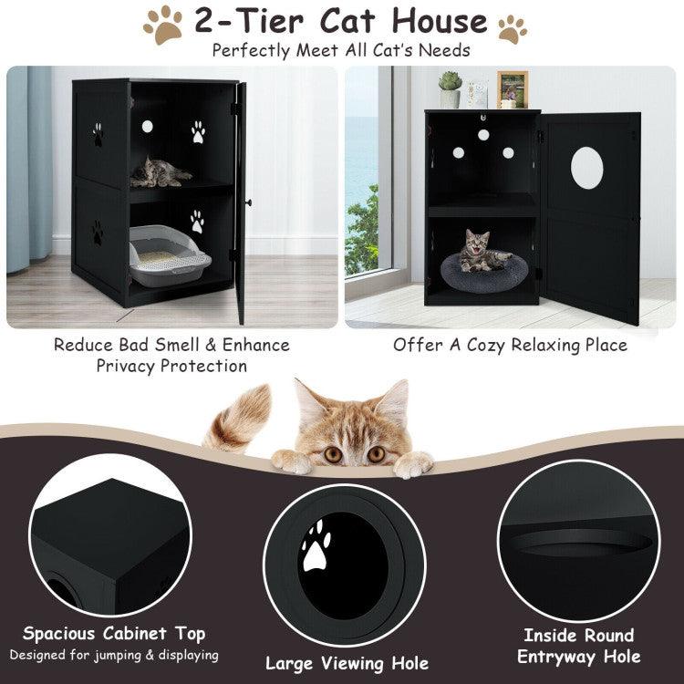 LazyKennels™ 2-tier Litter Hidden Cat House With Anti-toppling Device - Lazy Pro