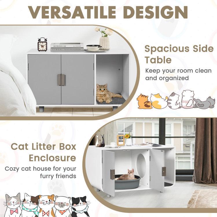 LazyKennels™ Cat Litter Box Enclosure Furniture with Removable Mat - Lazy Pro