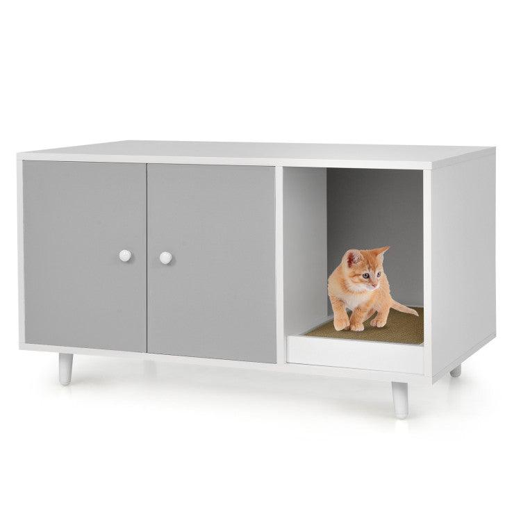 LazyKennels™ Cat Litter Box Enclosure with Divider and Double Doors - Lazy Pro