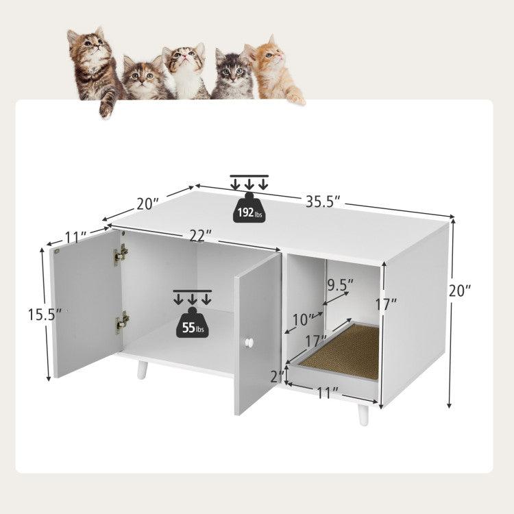 LazyKennels™ Cat Litter Box Enclosure with Divider and Double Doors - Lazy Pro