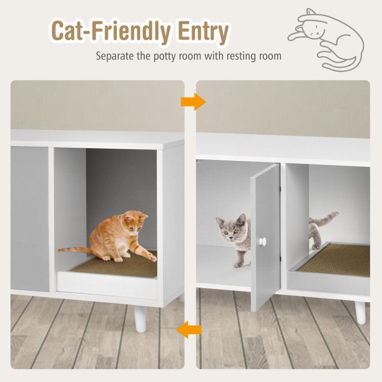 LazyKennels™ Cat Litter Box Enclosure with Divider and Double Doors - Lazy Pro