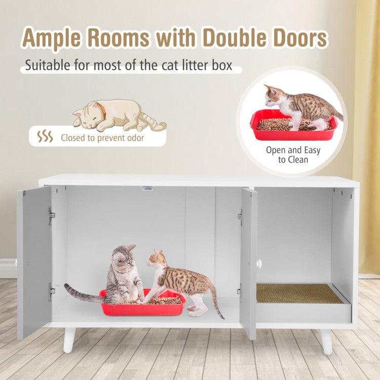 LazyKennels™ Cat Litter Box Enclosure with Divider and Double Doors - Lazy Pro