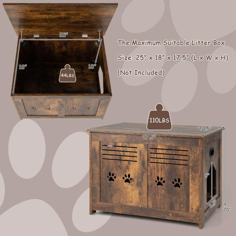 LazyKennels™ Cat Litter Box Enclosure with Double Doors and Adjustable Footpads - Lazy Pro