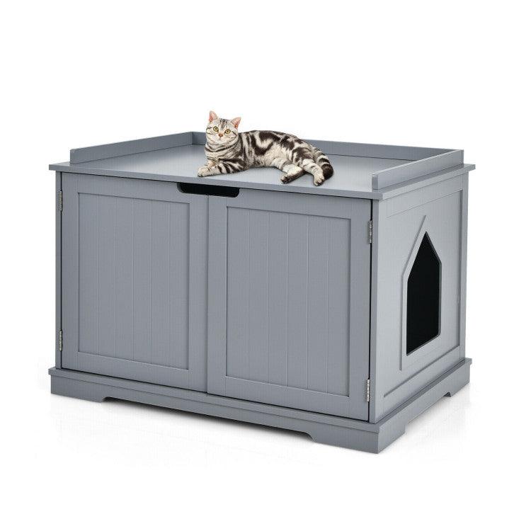 LazyKennels™ Cat Litter Box Enclosure with Double Doors for Large Cat and Kitty - Lazy Pro