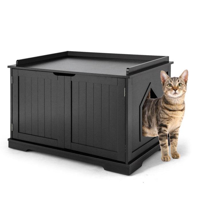 LazyKennels™ Cat Litter Box Enclosure with Double Doors for Large Cat and Kitty - Lazy Pro