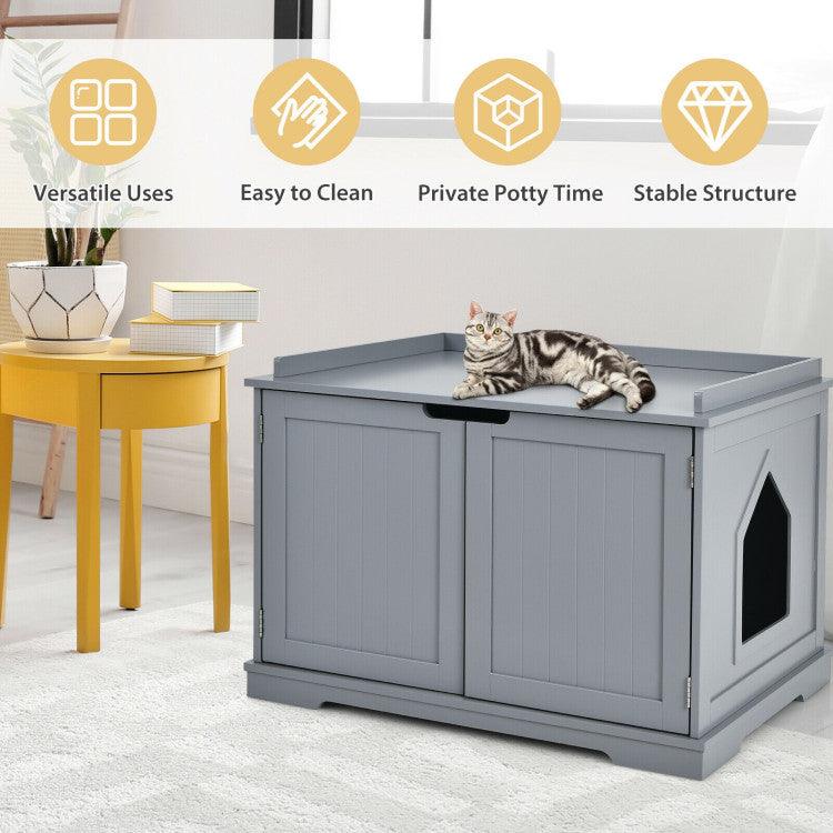 LazyKennels™ Cat Litter Box Enclosure with Double Doors for Large Cat and Kitty - Lazy Pro