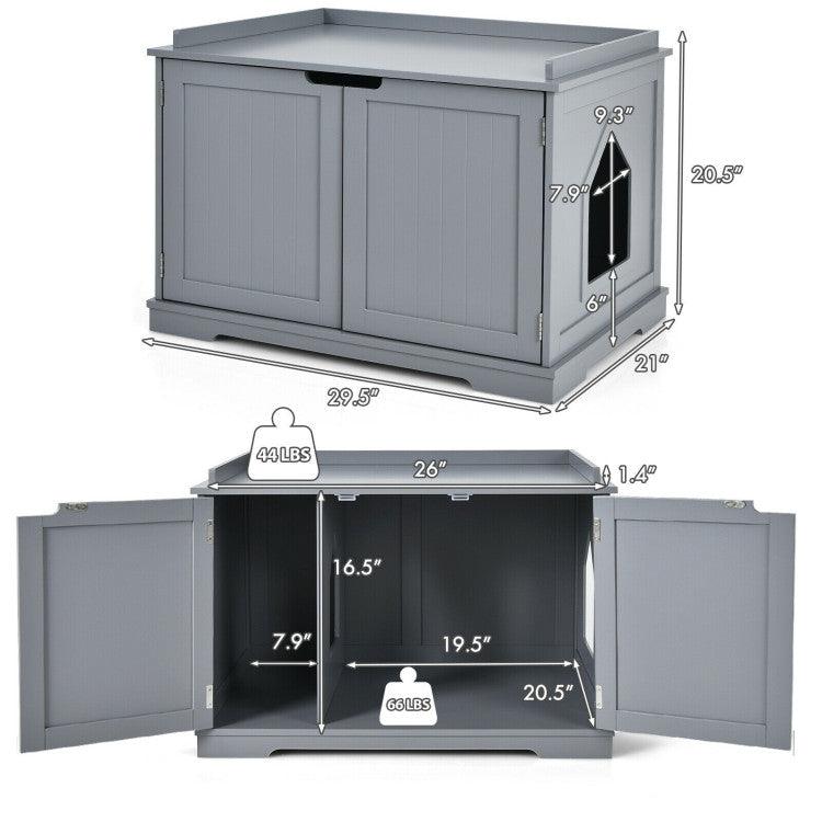 LazyKennels™ Cat Litter Box Enclosure with Double Doors for Large Cat and Kitty - Lazy Pro