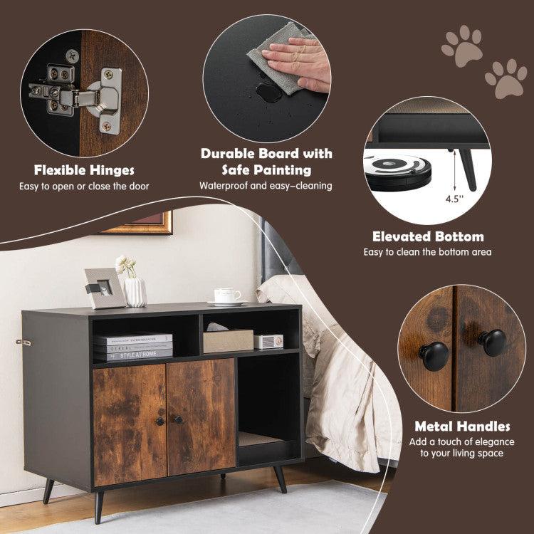 LazyKennels™ Cat Litter Box Enclosure with Storage Compartments and Pet Scratcher - Lazy Pro