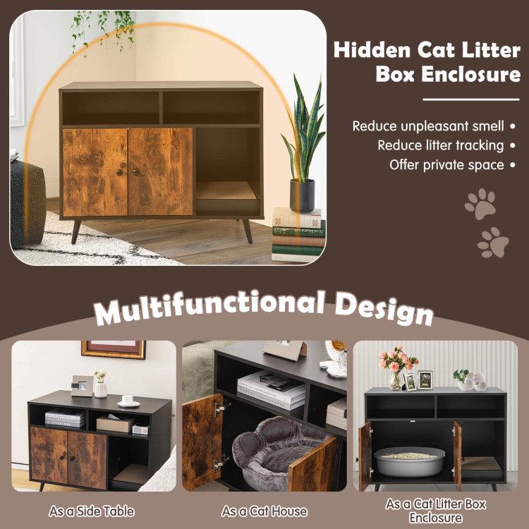 LazyKennels™ Cat Litter Box Enclosure with Storage Compartments and Pet Scratcher - Lazy Pro