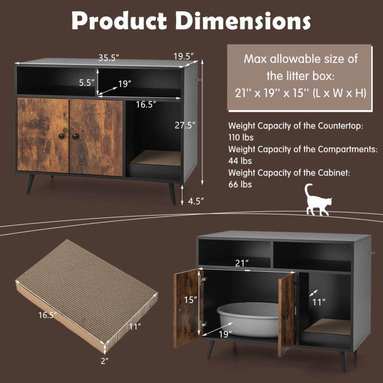 LazyKennels™ Cat Litter Box Enclosure with Storage Compartments and Pet Scratcher - Lazy Pro