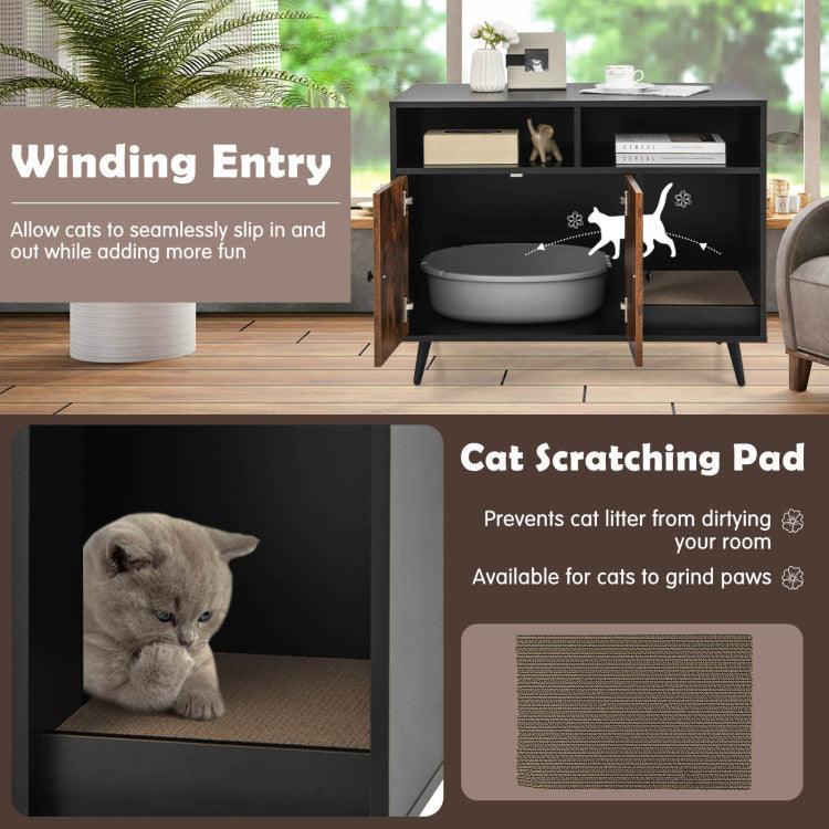 LazyKennels™ Cat Litter Box Enclosure with Storage Compartments and Pet Scratcher - Lazy Pro