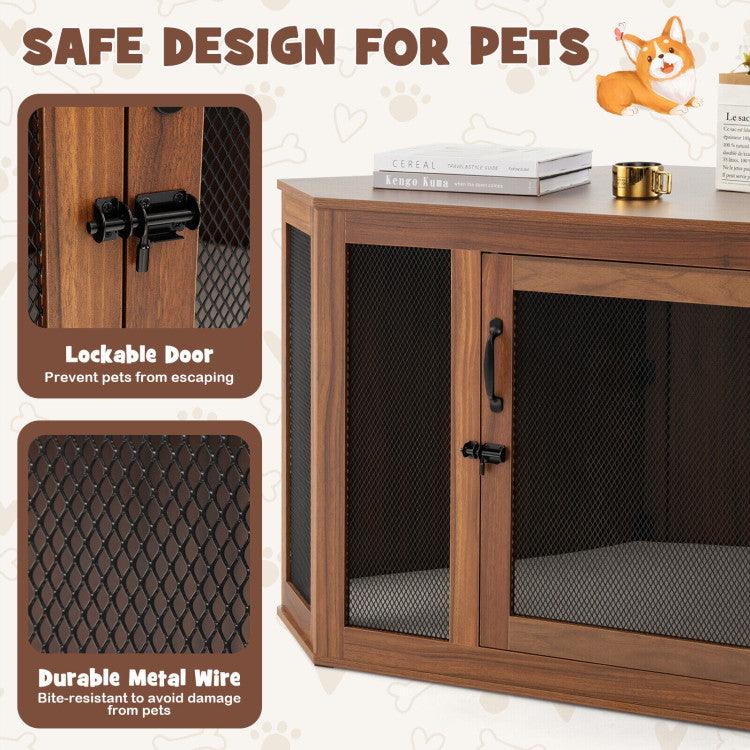 LazyKennels™ Corner Dog Kennel with Mesh Door and Cushion - Lazy Pro