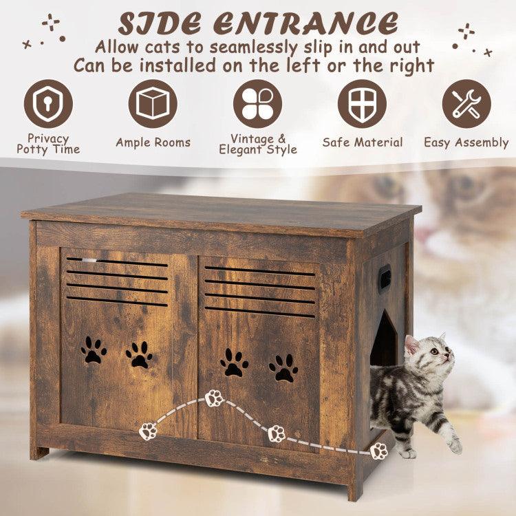 LazyKennels™ Flip-Top Hidden Cat Washroom Bench with Side Entrance - Lazy Pro