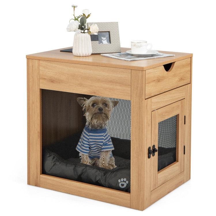 LazyKennels™ Furniture Style Dog Kennel with Drawer and Removable Dog Bed - Lazy Pro