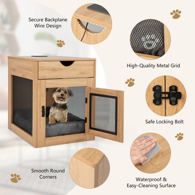 LazyKennels™ Furniture Style Dog Kennel with Drawer and Removable Dog Bed - Lazy Pro