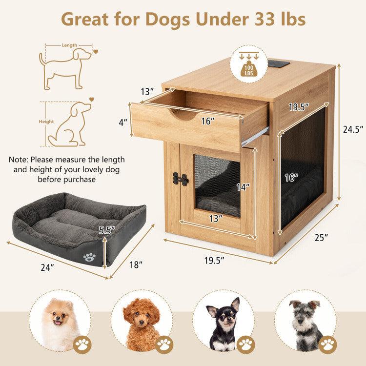 LazyKennels™ Furniture Style Dog Kennel with Drawer and Removable Dog Bed - Lazy Pro