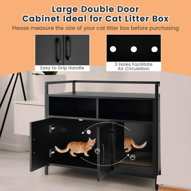 LazyKennels™ Hidden Cat Washroom with Double Doors and Scratch Cardboard - Lazy Pro