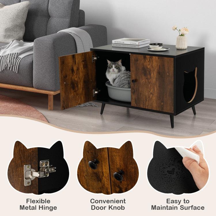 LazyKennels™ Industrial Cat Litter Box Enclosure with Divider and Cat-Shaped Entries - Lazy Pro