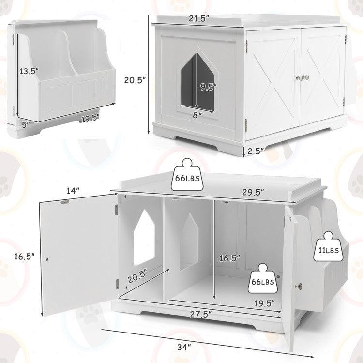 LazyKennels™ Large Wooden Cat Litter Box Enclosure with the Storage Rack - Lazy Pro