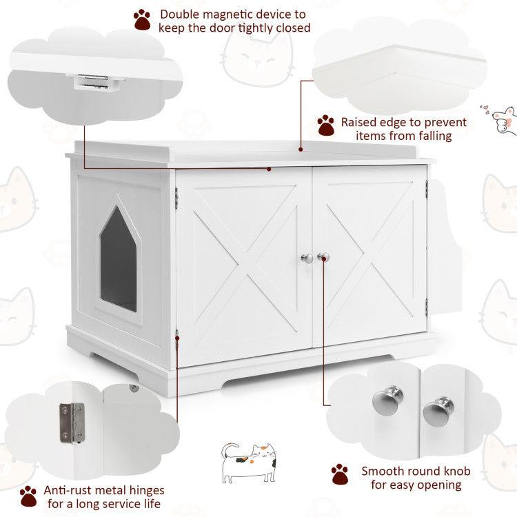 LazyKennels™ Large Wooden Cat Litter Box Enclosure with the Storage Rack - Lazy Pro