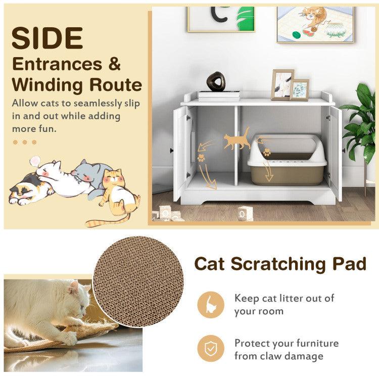 LazyKennels™ Wooden Cat House with Scratching Pad and Adjustable Divider - Lazy Pro