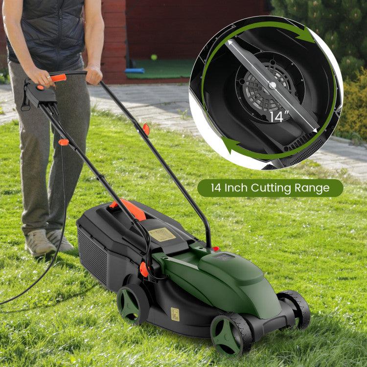 LazyLawn™ 10-AMP 13.5 Inch Adjustable Electric Corded Lawn Mower with Collection Box - Lazy Pro