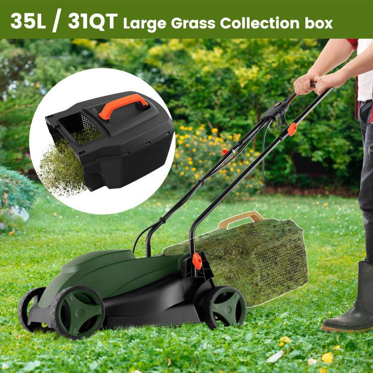 LazyLawn™ 10-AMP 13.5 Inch Adjustable Electric Corded Lawn Mower with Collection Box - Lazy Pro