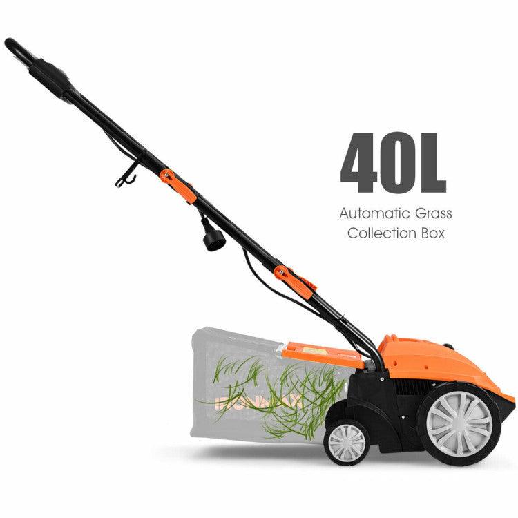 LazyLawn™ 13 Inch 12 Amp Electric Scarifier with Collection Bag and Removable Blades - Lazy Pro