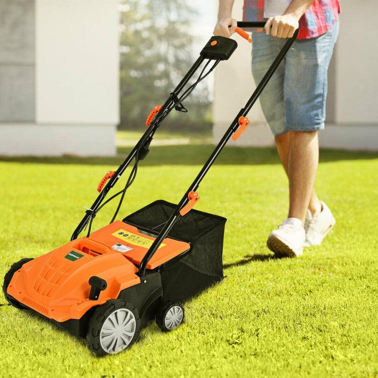 LazyLawn™ 13 Inch 12 Amp Electric Scarifier with Collection Bag and Removable Blades - Lazy Pro