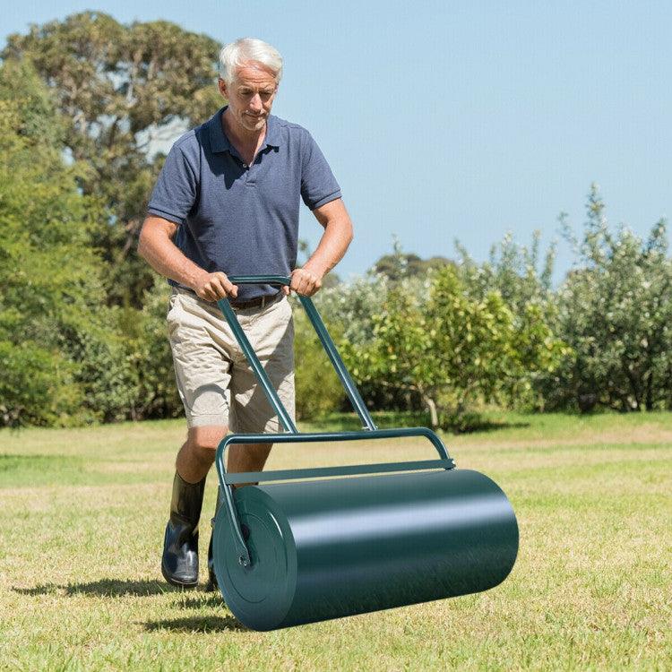 LazyLawn™ 24 x 13 Inch Tow Lawn Roller Water Filled Metal Push Roller - Lazy Pro