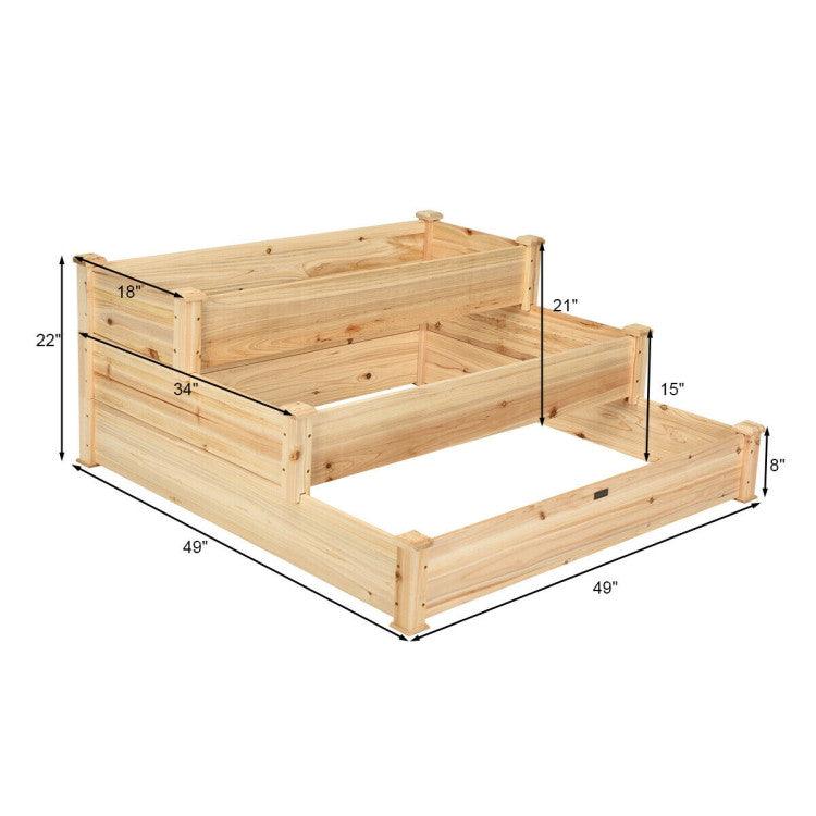 LazyLawn™ 3 Tier Elevated Wooden Vegetable Garden Bed - Lazy Pro