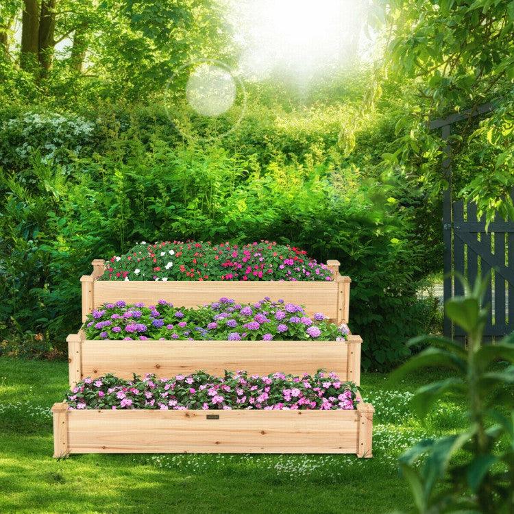 LazyLawn™ 3 Tier Elevated Wooden Vegetable Garden Bed - Lazy Pro