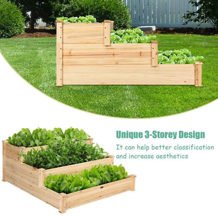 LazyLawn™ 3 Tier Elevated Wooden Vegetable Garden Bed - Lazy Pro