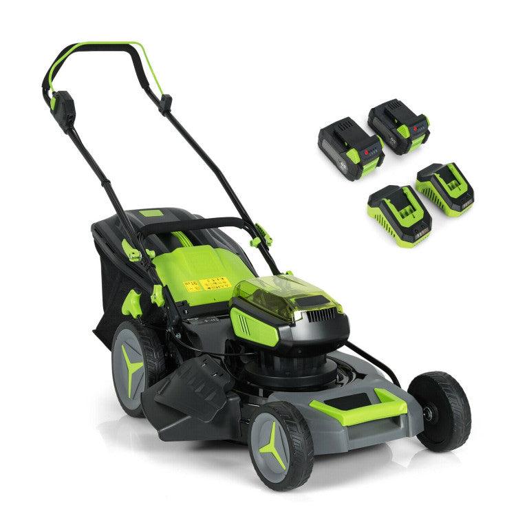 LazyLawn™ 40V 18 Inch Brushless Cordless Push Lawn Mower 4.0Ah Batteries and 2 Chargers - Lazy Pro