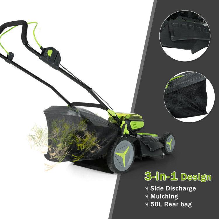 LazyLawn™ 40V 18 Inch Brushless Cordless Push Lawn Mower 4.0Ah Batteries and 2 Chargers - Lazy Pro