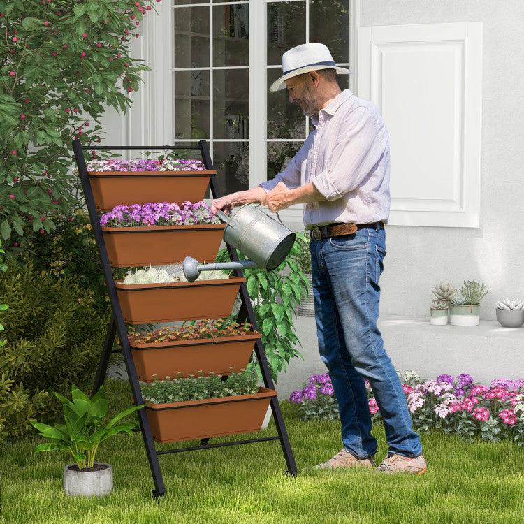 LazyLawn™ 5-Tier Vertical Raised Garden Bed with Wheels and Container Boxes - Lazy Pro