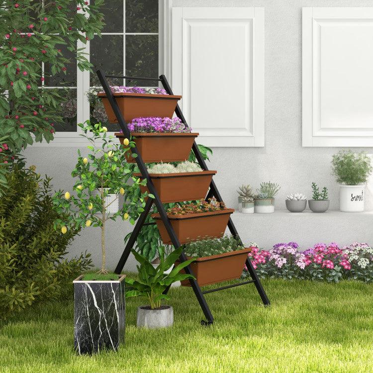 LazyLawn™ 5-Tier Vertical Raised Garden Bed with Wheels and Container Boxes - Lazy Pro