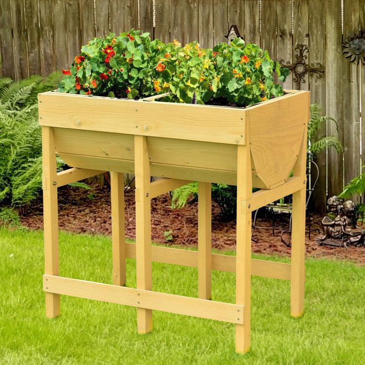 LazyLawn™ Raised Wooden Planter Vegetable Flower Bed with Liner - Lazy Pro
