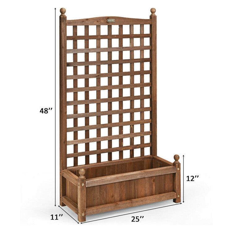 LazyLawn™ Solid Free Standing Wood Planter Box with Trellis for Garden - Lazy Pro