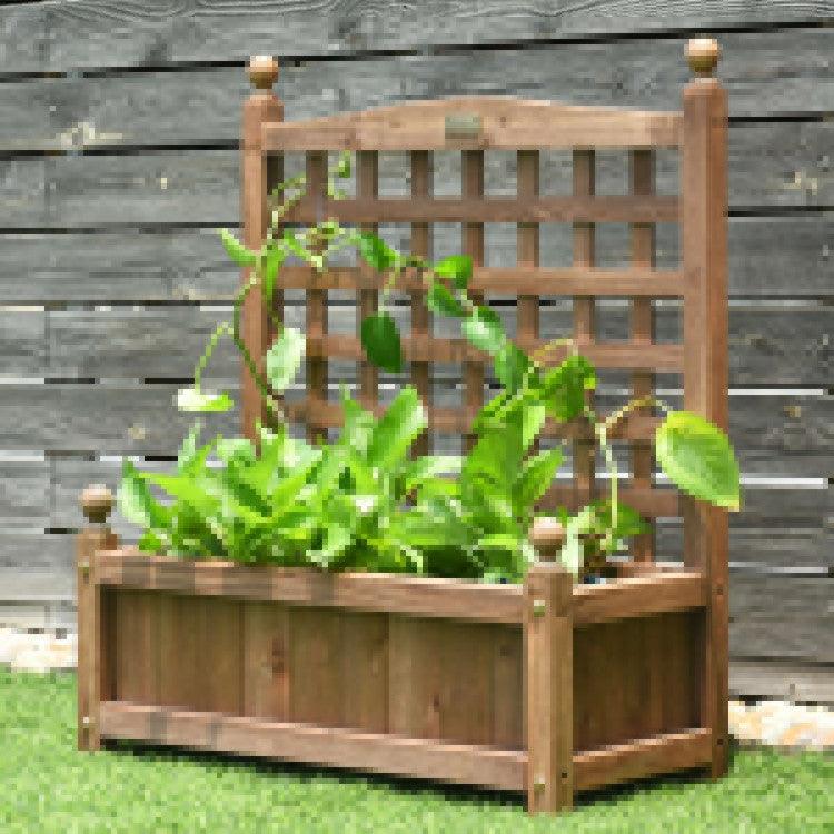 LazyLawn™ Solid Wood Planter Box with Trellis Weather-resistant Outdoor - Lazy Pro