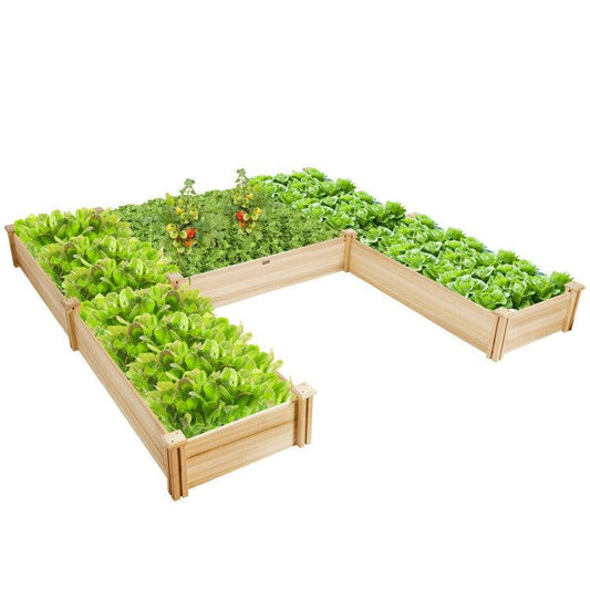 LazyLawn™ U-Shaped Wooden Garden Raised Bed for Backyard and Patio