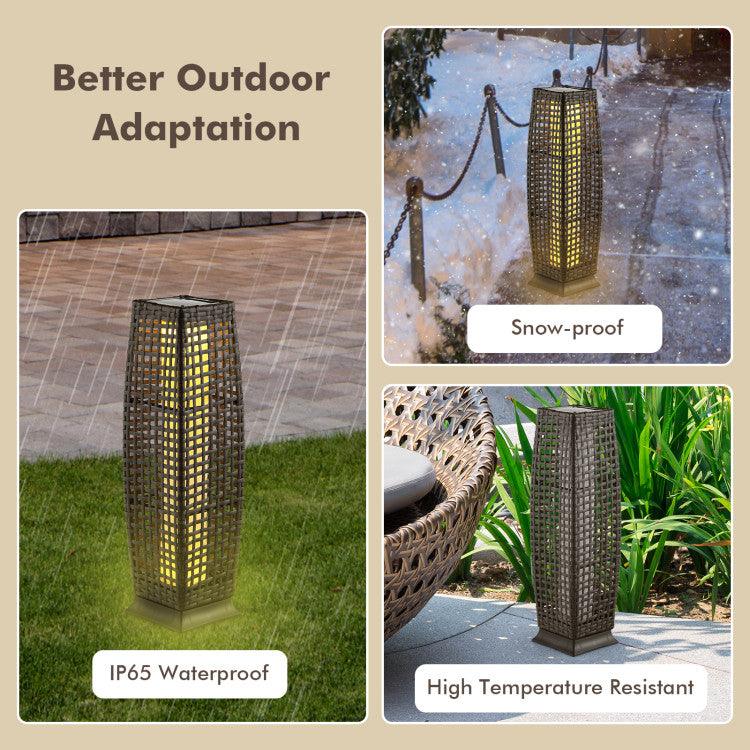 LazyLighting™ 2 Pieces Solar-Powered Square Wicker Floor Lamps with Auto LED Light - Lazy Pro