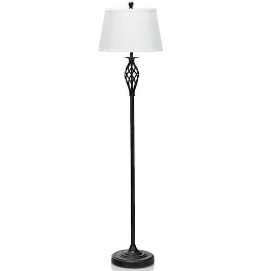 LazyLighting™ 2 Table Lamps 1 Floor Lamp Set with Fabric Shades