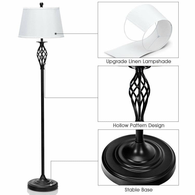 LazyLighting™ 2 Table Lamps 1 Floor Lamp Set with Fabric Shades - Lazy Pro