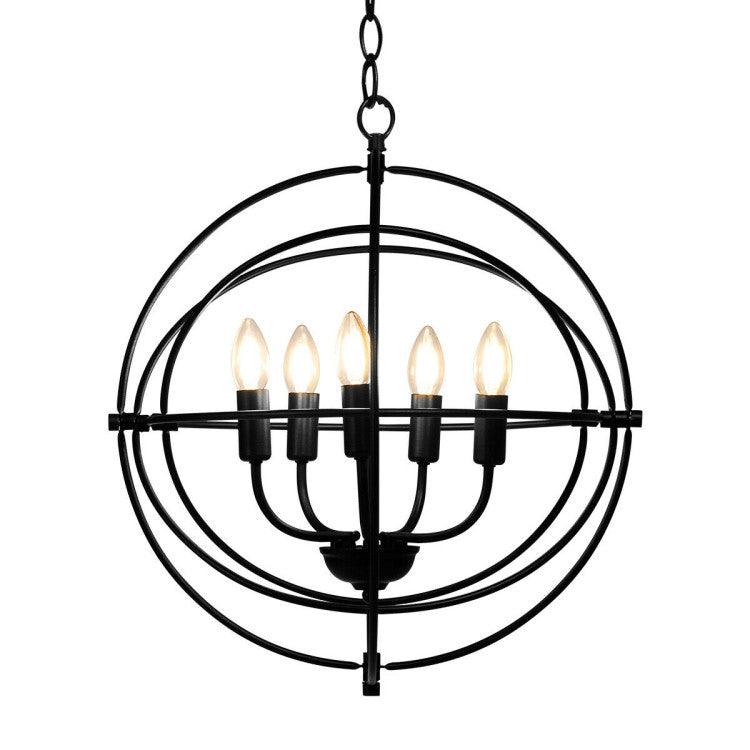 LazyLighting™ 20 Inch 5 Lights Metal Chandelier with Pivoting Interlocking Rings - Lazy Pro