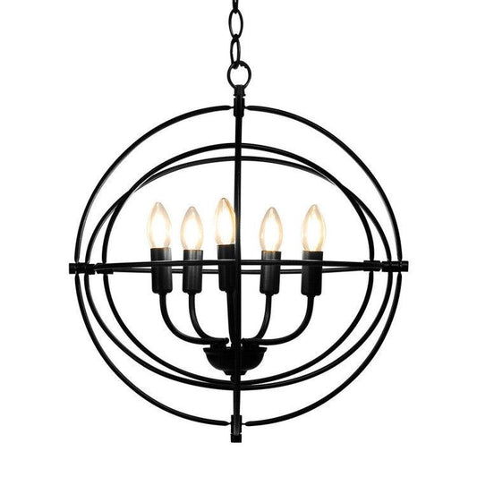 LazyLighting™ 20 Inch 5 Lights Metal Chandelier with Pivoting Interlocking Rings