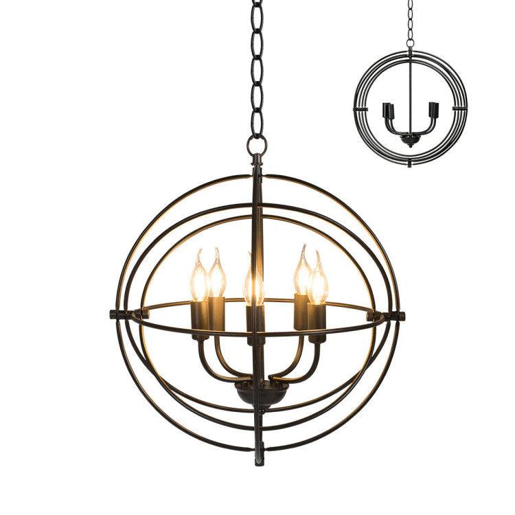 LazyLighting™ 20 Inch 5 Lights Metal Chandelier with Pivoting Interlocking Rings - Lazy Pro