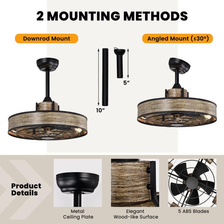 LazyLighting™ 20 Inch Caged Ceiling Fan with Light and 3 Wind Speeds - Lazy Pro