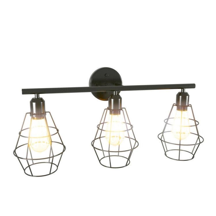 LazyLighting™ 3-Light Industrial Bathroom Vanity Cage Light Vintage Wall Lamp - Lazy Pro