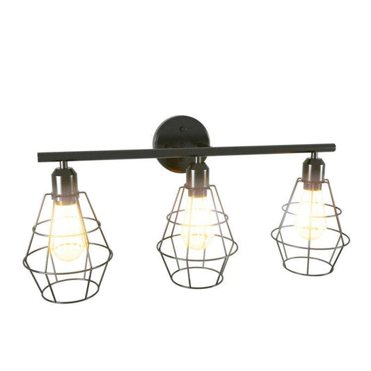 LazyLighting™ 3-Light Industrial Bathroom Vanity Cage Light Vintage Wall Lamp